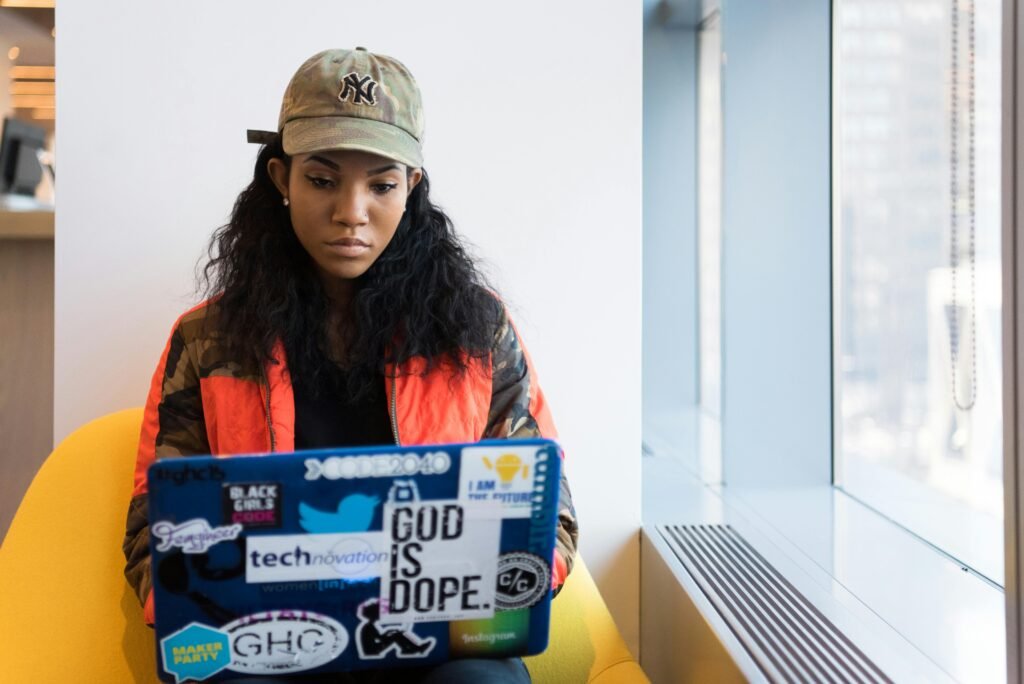 Woman working on a computer