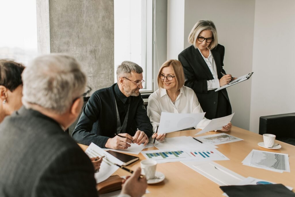 Group of people having a business meeting.