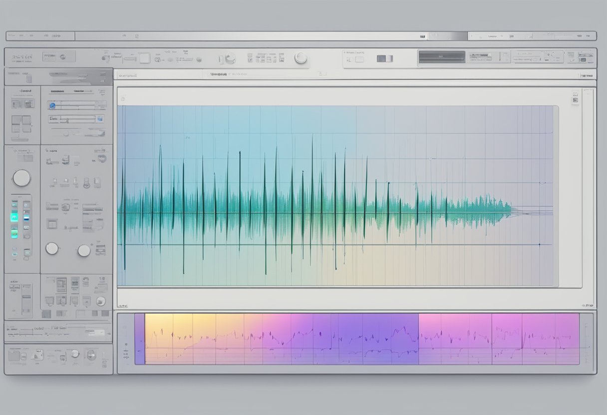 A computer screen displays a waveform being analyzed and converted into musical notes using AI software